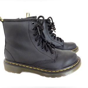 Dr Martens Docs Combat Zip Up Boots Black Leather 1460J Youth Kids Size 3